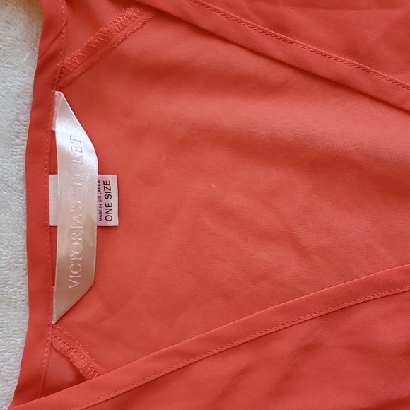 Victoria's Secret Sheer Coral Robe w/Elastic in back, ties, ONE SIZE EUC - Picture 3 of 4